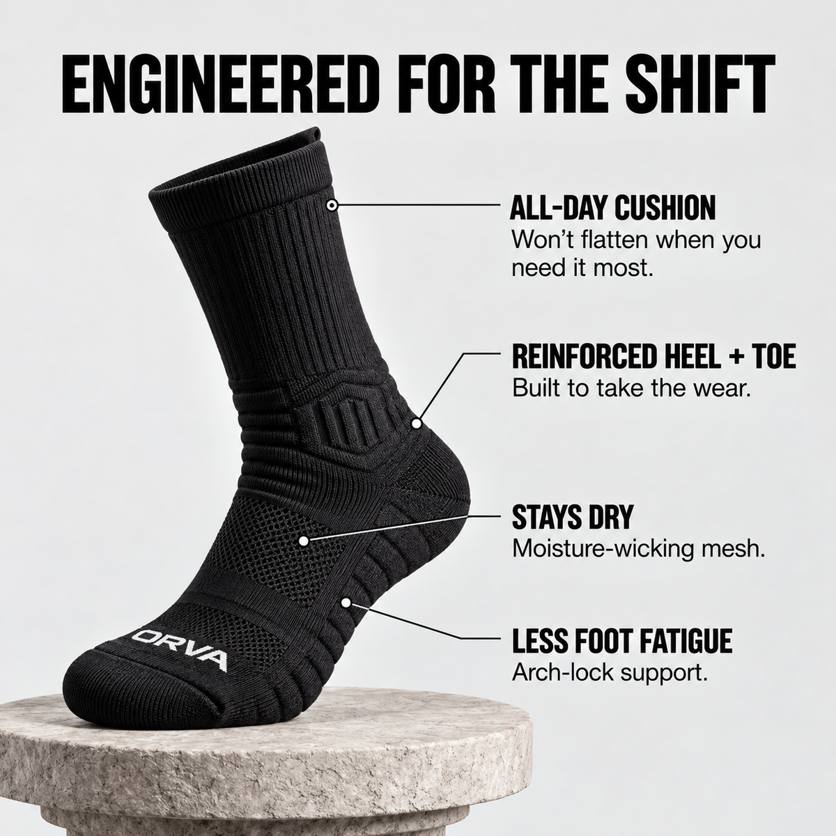ORVA ShiftGuard™ — Work Socks